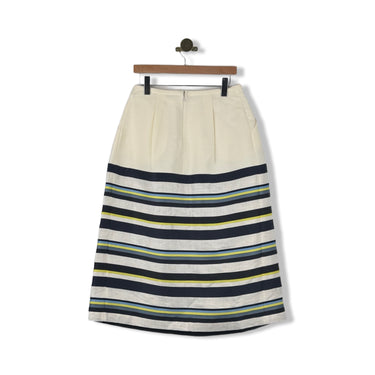 Jil Sander Navy Pleated Striped Skirt