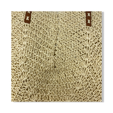 Housing Works Leather Handle Straw Bag