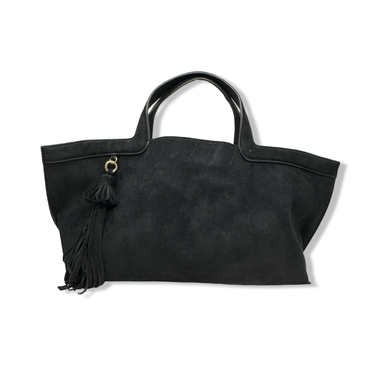 Dark Faux Suede Hand Bag