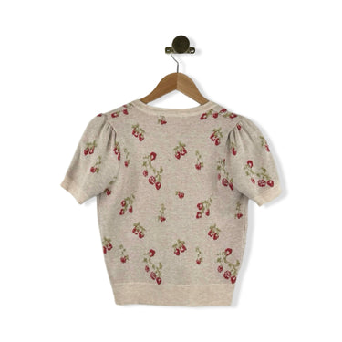 Heartloom Floral Knit Short Sleeve Button Down Top