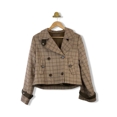 BLANKNYC Plaid Cropped Trench