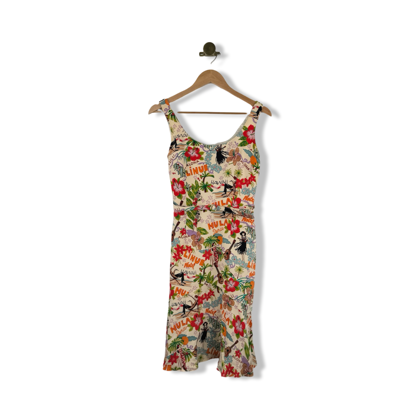 david meister dress JEWELED ONE SHOULDER Excellent Size Vintage David Meister Hula Print