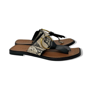 Frame Croc-Embossed Leather Slide Sandals