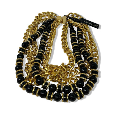 Vintage R.J. Graziano Layered Chain and Bead Necklace