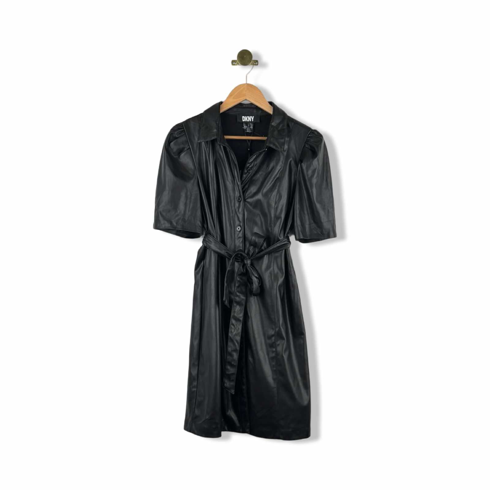 DKNY Faux Leathe Shirt Dress – RefindNYC by Housing Works