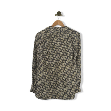 Vintage Royal Silk Patterned Button Down Top