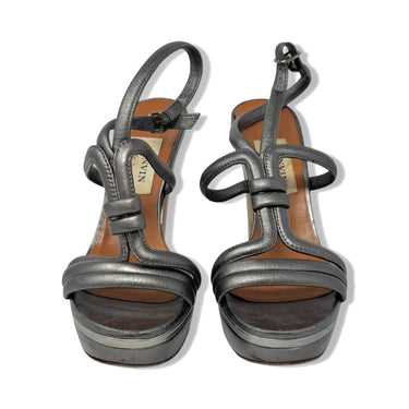Lanvin Pewter Leather Heeled Sandals