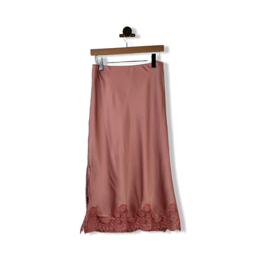 Dress Forum Dull Satin Lace Hem Pencil Skirt