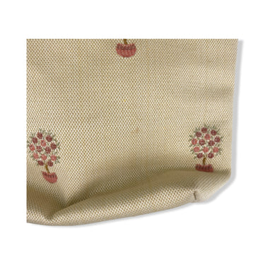 Vintage Potted Plant Patterned Beaded Handle Handbag