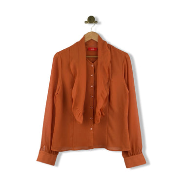O By Oscar de la Renta Sheer Button Up Shirt