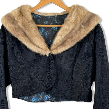 Vintage Lucy S Textured Faux Fur Cropped Jacket