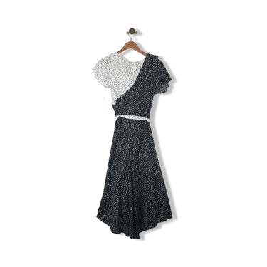 Shoshanna Polka Dot Belted Colorblock Dress