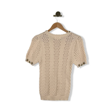 Heartloom Floral Trim Knit Short Sleeve Top