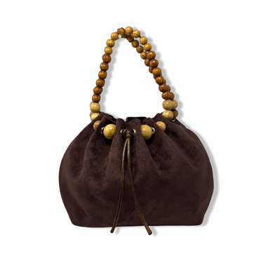 Faux Suede Beaded Hand Bag