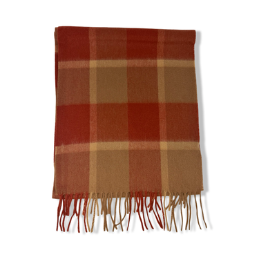 Wool Square Plaid Fringe Scarf