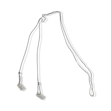 Christian Dior Long Crystal Dog Tag Pendant Necklace