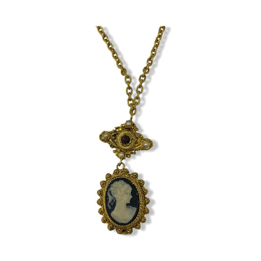 Vintage RJ Graziano Cameo Long Necklace
