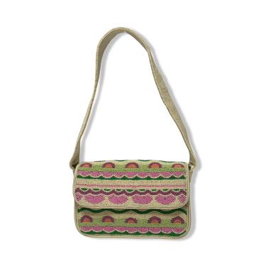 Patterned Beaded Flap Bag