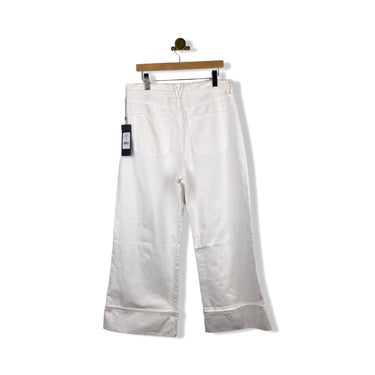 Veronica Beard Taylor Cropped Fold Wide Leg Jeans