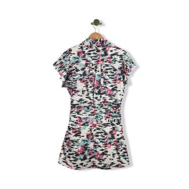 Balenciaga Silk Floral Wrap Mini Dress