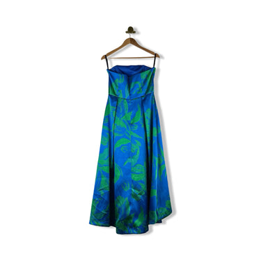 Shoshanna Leaf Patterned Strapless Gown