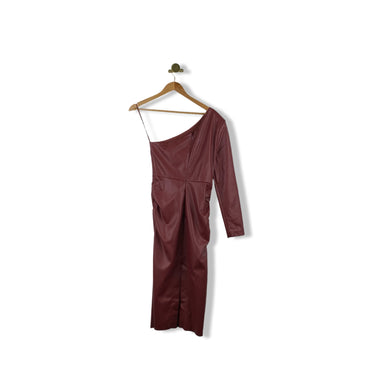 Likely Asymmetric Sleeve Faux Leather Dress