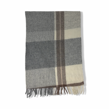 Wool Plaid Fringe Scarf