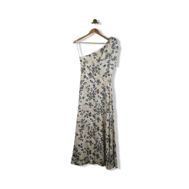 Shoshanna Asymmetric Bow Floral Metallic Gown