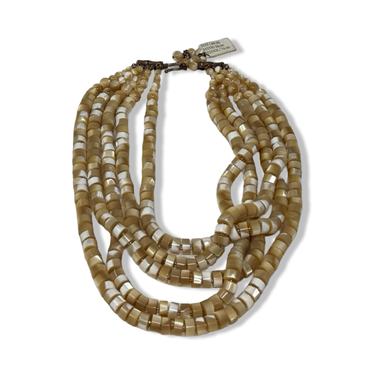 Vintage R.J. Graziano Cylinder Shell Bead Layered Necklace