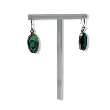 Iridescent Abalone Oval Dangle Earrings