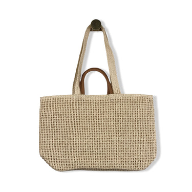 Multi Strap Straw Leather Tote Bag
