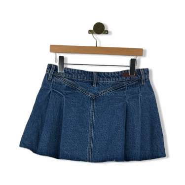 BLANKNYC Pleated Micro Mini Frayed Denim Skirt