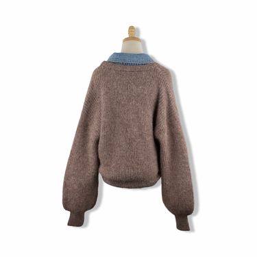 BLANKNYC Layered Denim Collar Chunky Sweater