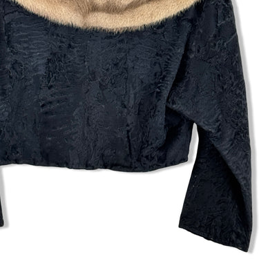 Vintage Lucy S Textured Faux Fur Cropped Jacket