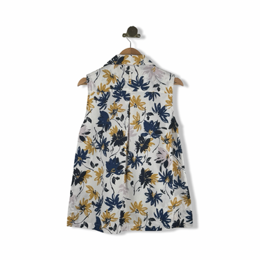 Kal Rieman Rita Lavender Floral Sleeveless Collared V Neck Top