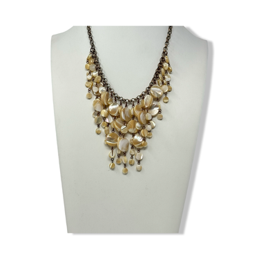 Vintage R.J. Graziano Flat Shell Bead Waterfall Necklace