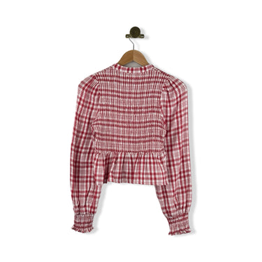 Heartloom Plaid Smocked Button Down Top