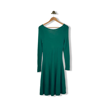 Shoshanna Ribbed Scalloped Long Sleeve Dress