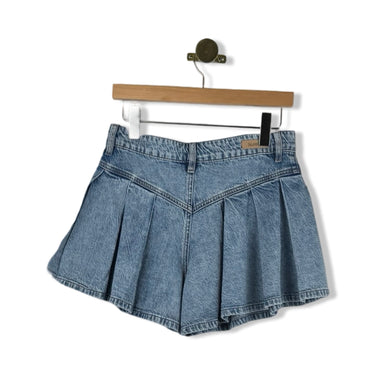 BLANKNYC High Rise Rib Cage Pleated Denim Shorts