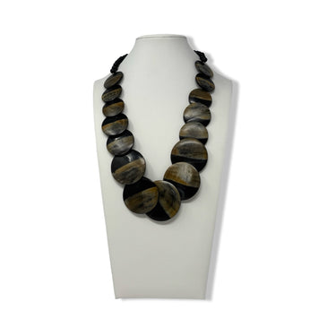 Vintage R.J. Graziano Horn Disc Beaded Necklace