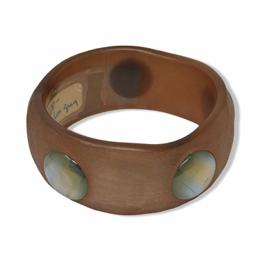 Vintage R.J. Graziano Carved Iridiscent Stone Bangle