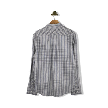 Billy Reid Light Gray Melange Plaid Button Up Shirt