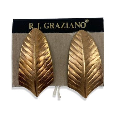 Vintage RJ Graziano Leaf Clip On Earrings
