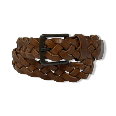 Braided Leather Square Buckle Belt