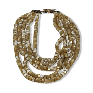 Vintage R.J. Graziano Cylinder Shell Bead Layered Necklace