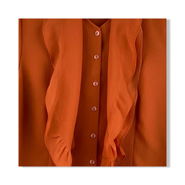 O By Oscar de la Renta Sheer Button Up Shirt