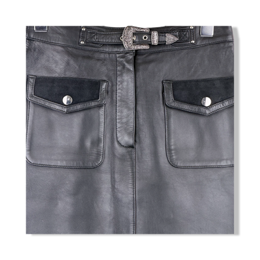 Maje Leather Western Skirt