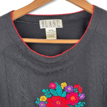 Vintage Blast Textured Floral Long Sleeve Top
