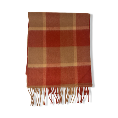 Wool Square Plaid Fringe Scarf