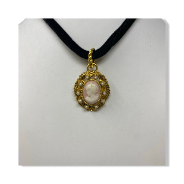 Vintage RJ Graziano Cameo Velvet Choker